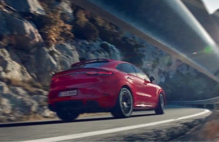 A 2022 Porsche Cayenne rearview on the road