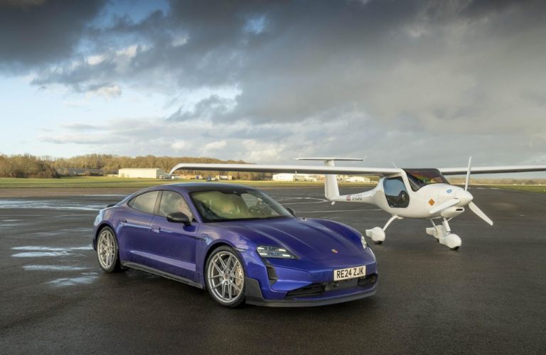 Porsche Taycan Turbo GT and Electric Plane